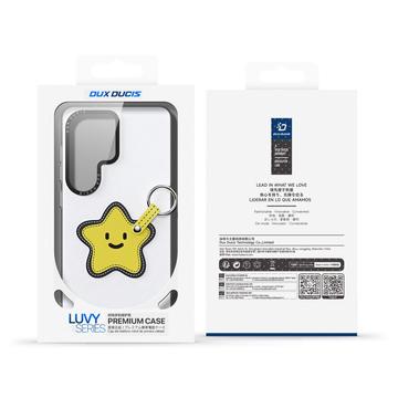 Samsung Galaxy S26 Ultra Dux Ducis Luvy cover med fingerring/håndrem - hvid / stjerne