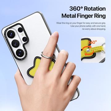 Samsung Galaxy S26 Ultra Dux Ducis Luvy cover med fingerring/håndrem - hvid / stjerne