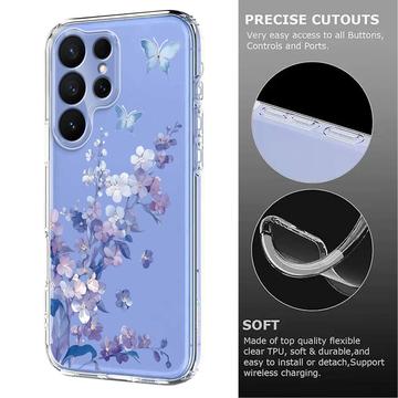 Samsung Galaxy S26 Ultra TPU-cover med blomstermønster - Lilla