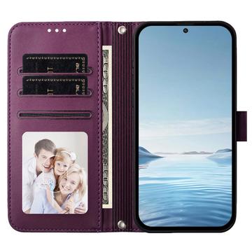 Samsung Galaxy S26 Ultra-pungetui med hjerter og blomster - mørk lilla