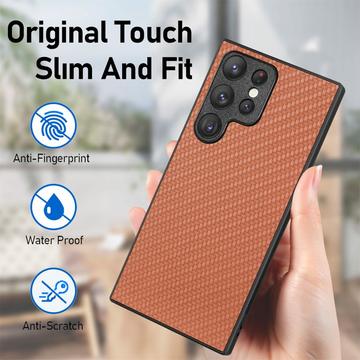 Samsung Galaxy S26 Ultra Premium cover med kulfiberstruktur - brun