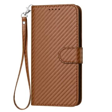Samsung Galaxy S26 Ultra Premium Wallet-etui med rem - kulfiberstruktur - Kulstofkaffe