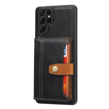 Samsung Galaxy S26 Ultra Retro Style Cover med Pung - Sort