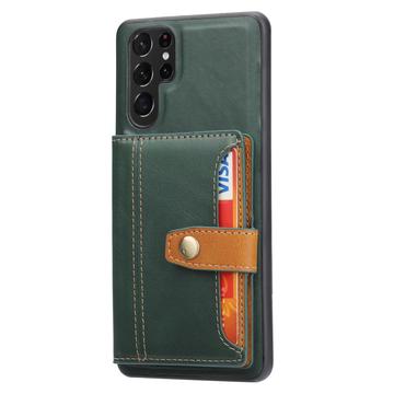 Samsung Galaxy S26 Ultra Retro Style Cover med Pung - Grøn