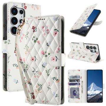 Samsung Galaxy S26 Ultra Rhombisk Blomsterpung - Roser