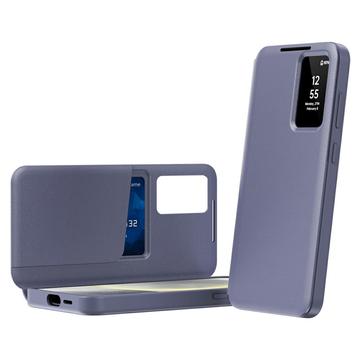 Samsung Galaxy S26 Ultra Smart Clear View Flip etui med kortplads - grå-lilla