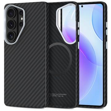 Samsung Galaxy S26 Ultra Tech-Protect Ion Carbon Plast Cover - MagSafe-kompatibel - Sort / sølv
