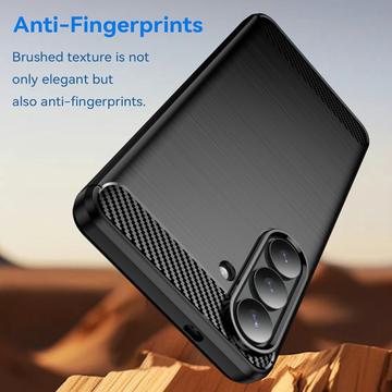 Samsung Galaxy S26+ Børstet TPU Cover - Karbonfiber - Sort