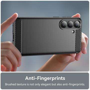 Samsung Galaxy S26+ Børstet TPU Cover - Karbonfiber - Sort
