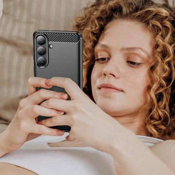 Samsung Galaxy S26+ Børstet TPU Cover - Karbonfiber - Sort