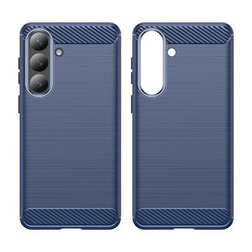 Samsung Galaxy S26+ Børstet TPU Cover - Karbonfiber - blå