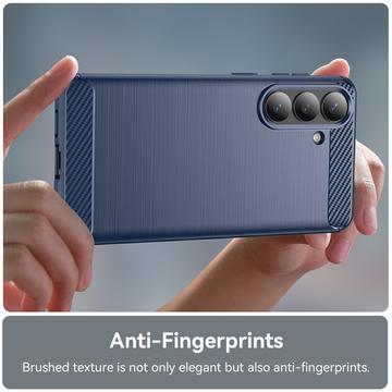 Samsung Galaxy S26+ Børstet TPU Cover - Karbonfiber - blå
