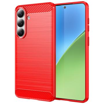 Samsung Galaxy S26+ Børstet TPU Cover - Karbonfiber - rød