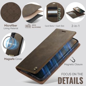 Samsung Galaxy S26+ Caseme C49 2-i-1 aftagelig pungetui - MagSafe-kompatibel, RFID - Kaffe