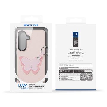 Samsung Galaxy S26+ Dux Ducis Luvy cover med fingerring/håndrem - lyserød / sommerfugl