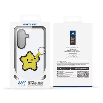 Samsung Galaxy S26+ Dux Ducis Luvy cover med fingerring/håndrem - hvid / stjerne