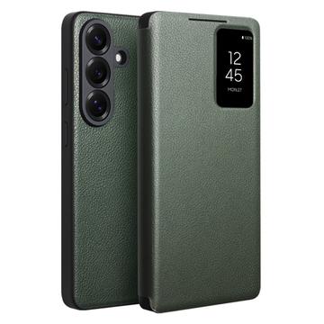 Samsung Galaxy S26+ Qialino Smart View Flip Lædercover - Grøn