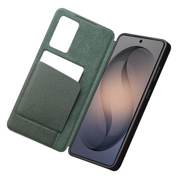 Samsung Galaxy S26+ Qialino Smart View Flip Lædercover - Grøn