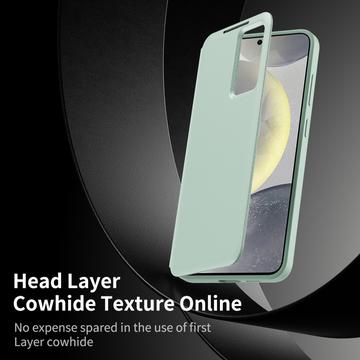 Samsung Galaxy S26+ Smart Clear View Flip etui med kortplads - Lysegrøn
