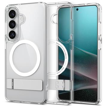 Samsung Galaxy S26+ Spigen Ultra Hybrid S Mag MagSafe cover med støttefod - hvid / klar