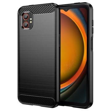 Samsung Galaxy XCover7 Pro Børstet TPU Cover - Karbonfiber - Sort