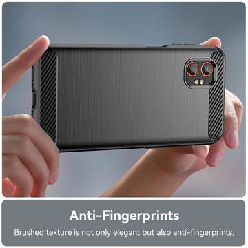 Samsung Galaxy XCover7 Pro Børstet TPU Cover - Karbonfiber - Sort