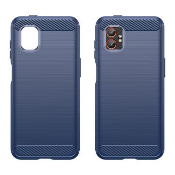 Samsung Galaxy XCover7 Pro Børstet TPU Cover - Karbonfiber - blå