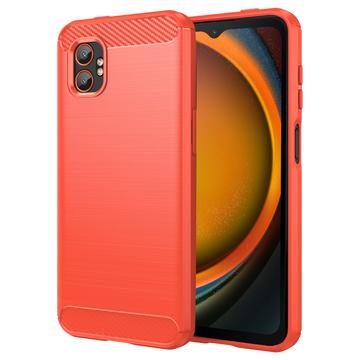 Samsung Galaxy XCover7 Pro Børstet TPU Cover - Karbonfiber - rød