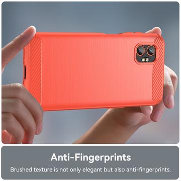 Samsung Galaxy XCover7 Pro Børstet TPU Cover - Karbonfiber - rød