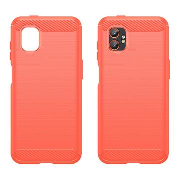 Samsung Galaxy XCover7 Pro Børstet TPU Cover - Karbonfiber - rød