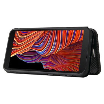 Samsung Galaxy Xcover 5 Flip Cover - Karbonfiber - Sort