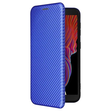 Samsung Galaxy Xcover 5 Flip Cover - Karbonfiber - Blå