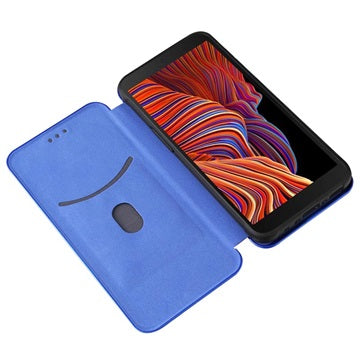 Samsung Galaxy Xcover 5 Flip Cover - Karbonfiber - Blå