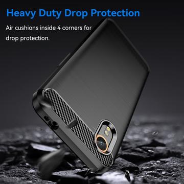 Samsung Galaxy Xcover7 Børstet TPU Cover - Karbonfiber - Sort