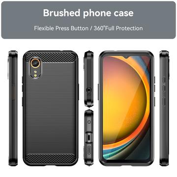 Samsung Galaxy Xcover7 Børstet TPU Cover - Karbonfiber - Sort