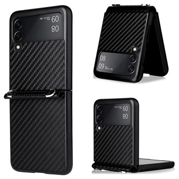 Samsung Galaxy Z Flip3 5G Cover med Rem - Karbonfiber - Sort