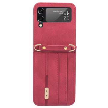 Hybrid Cover Samsung Galaxy Z Flip4 med Kortholder - Rød