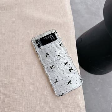Samsung Galaxy Z Flip4 Stilfuldt TPU Cover med bølget kant - sorte buer