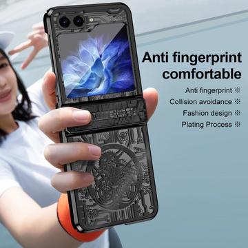 Samsung Galaxy Z Flip6/Z Flip7 FE Mechanical Legend Galvaniseret plastik cover - Sort