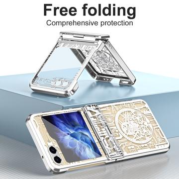Samsung Galaxy Z Flip6/Z Flip7 FE Mechanical Legend Galvaniseret plastik cover - Sølv