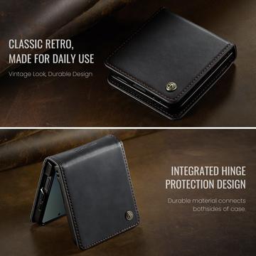 Samsung Galaxy Z Flip7 Caseme 033 Pung Etui med Kalvemønster og RFID-blokering - Sort