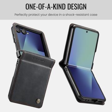 Samsung Galaxy Z Flip7 Caseme 033 Pung Etui med Kalvemønster og RFID-blokering - Sort