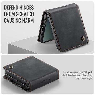 Samsung Galaxy Z Flip7 Caseme 033 Pung Etui med Kalvemønster og RFID-blokering - Sort