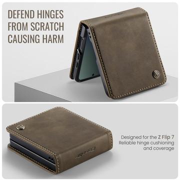 Samsung Galaxy Z Flip7 Caseme 033 Pung Etui med Kalvemønster og RFID-blokering - Kaffe
