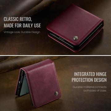 Samsung Galaxy Z Flip7 Caseme 033 Pung Etui med Kalvemønster og RFID-blokering - Rød