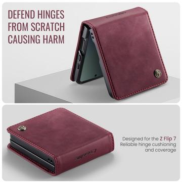 Samsung Galaxy Z Flip7 Caseme 033 Pung Etui med Kalvemønster og RFID-blokering - Rød