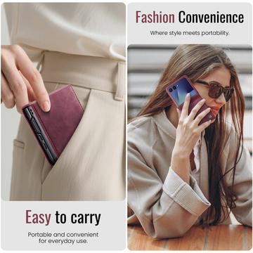 Samsung Galaxy Z Flip7 Caseme 033 Pung Etui med Kalvemønster og RFID-blokering - Rød