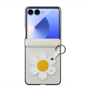 Samsung Galaxy Z Flip7 Dux Ducis Luvy cover med fingerring/håndrem - hvid / stjerne