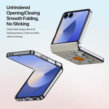 Samsung Galaxy Z Flip7 Dux Ducis Luvy cover med fingerring/håndrem - hvid / stjerne