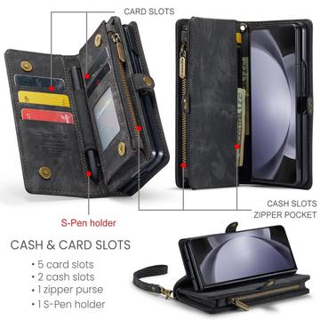 Samsung Galaxy Z Fold6 Caseme 008 2-i-1 Multifunktionel Pung - Sort